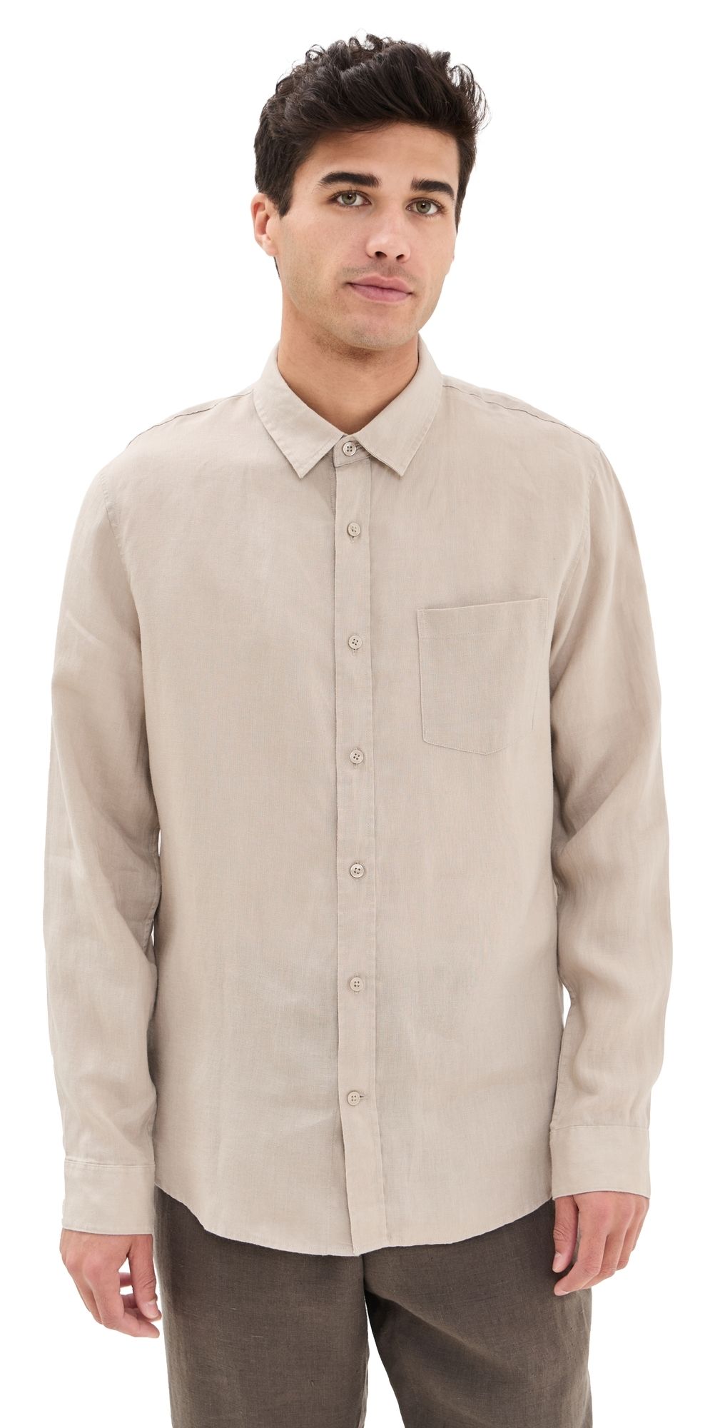 Vince Linen Shirt Pumice Rock L
