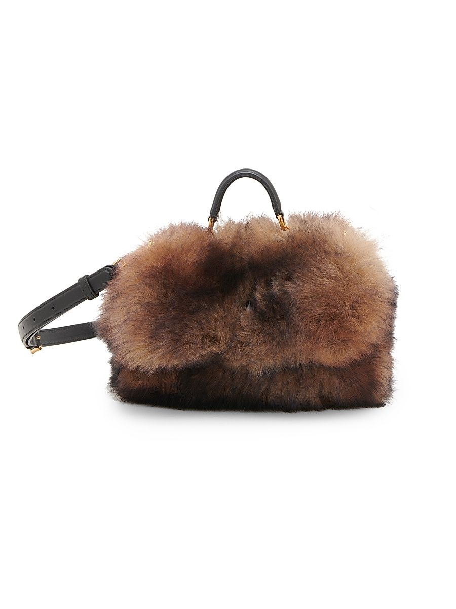 Women's My Sicily Shearling Top Handle Bag - Marrone Nero