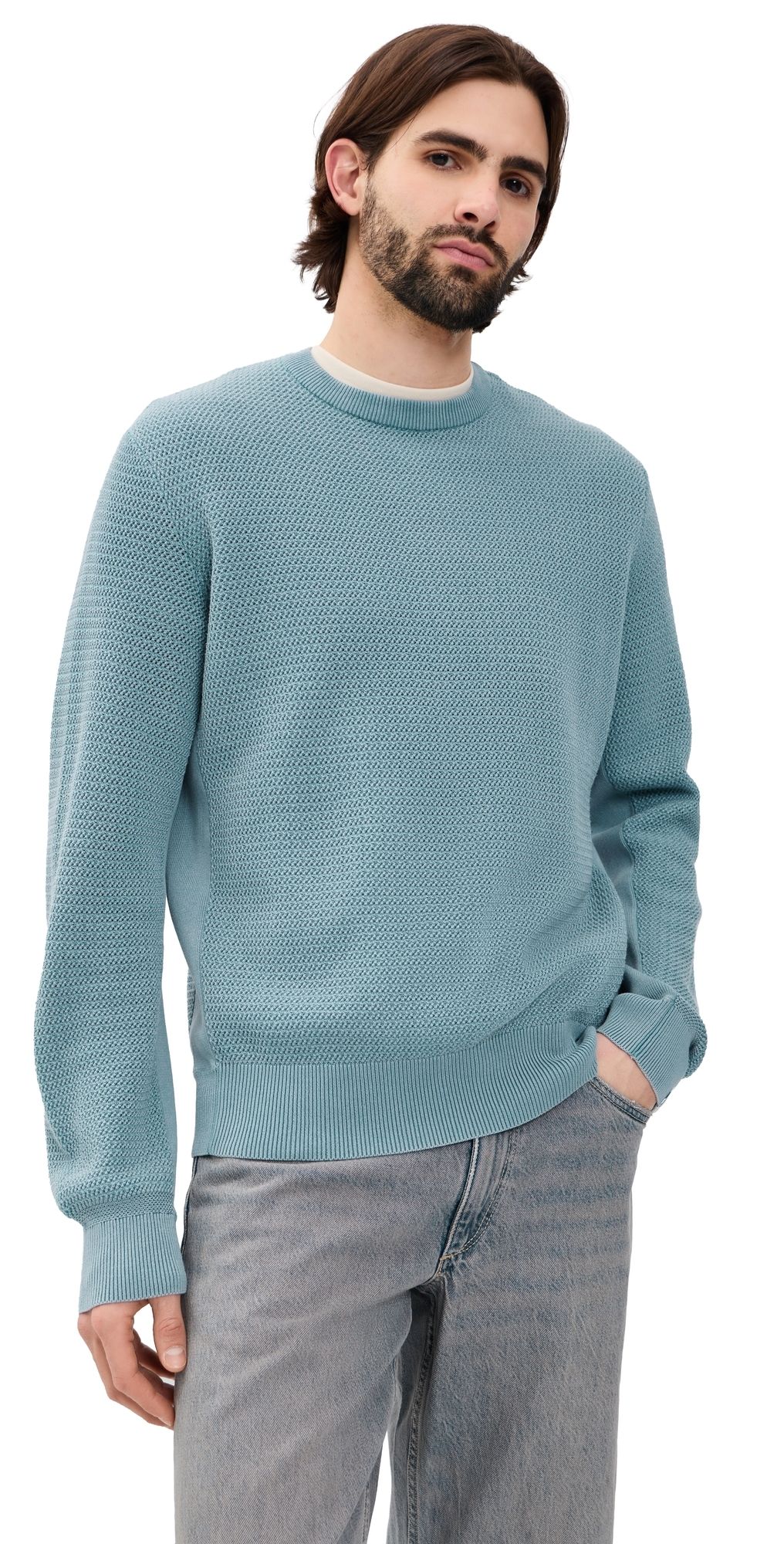 rag & bone Caden Washed Crew Sweater Fogbl M