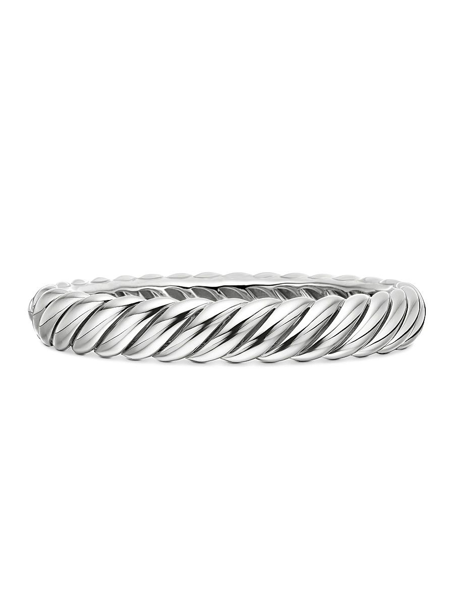 Women's Sculpted Cable Bracelet in Sterling Silver, 10mm - Sterling Silver - Size Medium
