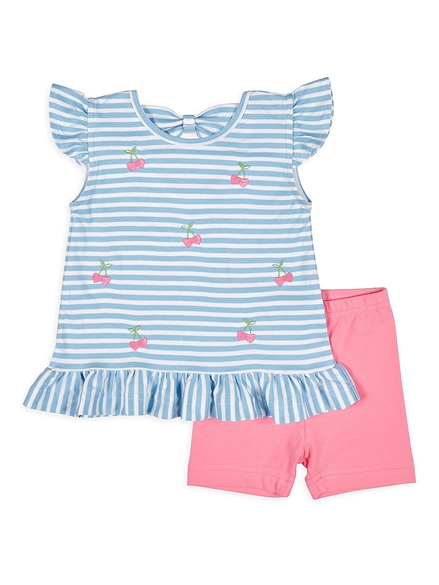 Baby Girl's, Little Girl's & Girl's Embroidered Cotton-Blend Shirt & Shorts Set - Blue - Size 8