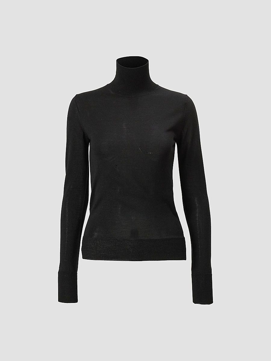 Women's Turtleneck Wool-Blend Long-Sleeve Sweater - Black - Size XS