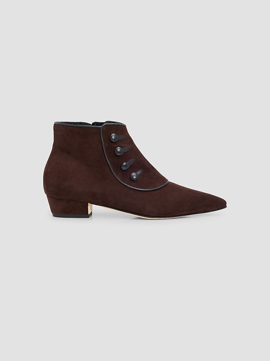 Women's Hironu Suede Ankle Boots - Dark Brown Black - Size 9