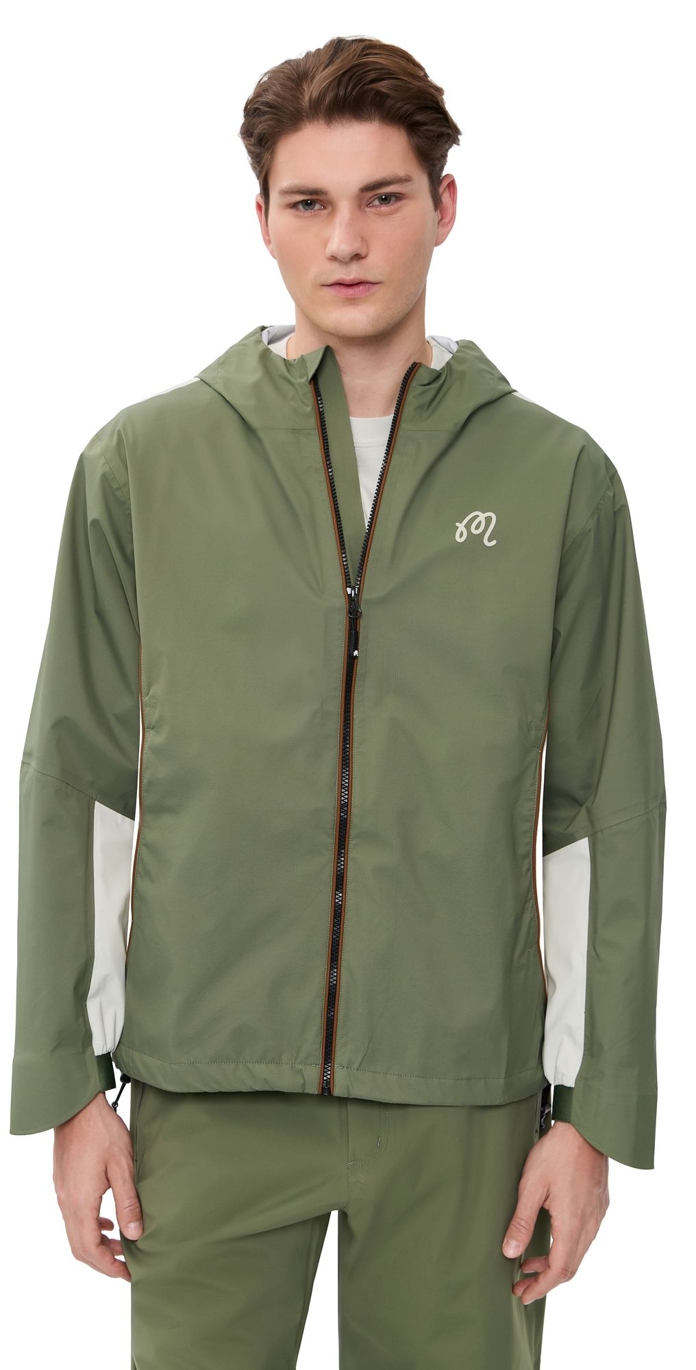 Malbon Golf Foraging Fairways Cloud Burst Rain Jacket Olivine S