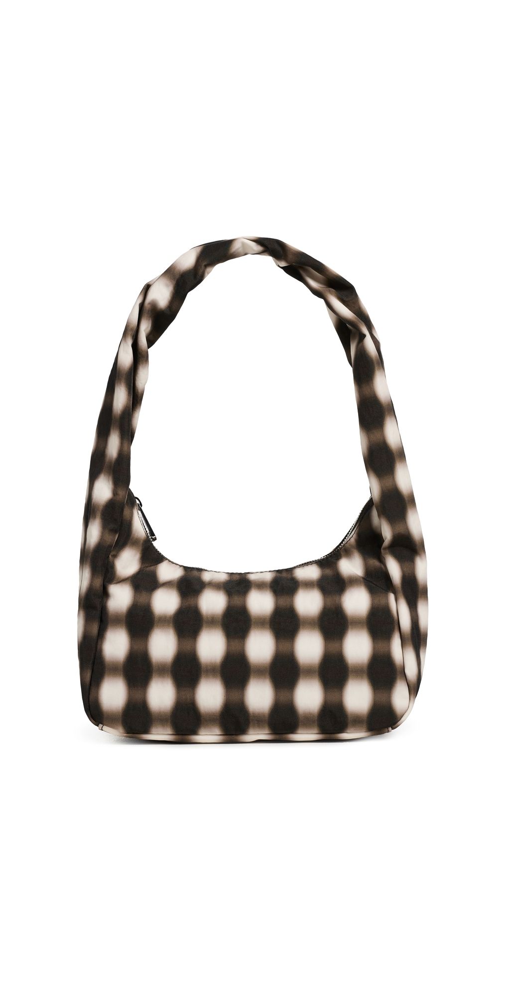 BAGGU Small Nylon Meringue Shoulder Bag Blurred Gingham Brown One Size