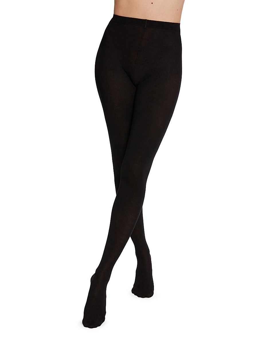 Women's 2-Pack Wool Tights - Black - Size XL