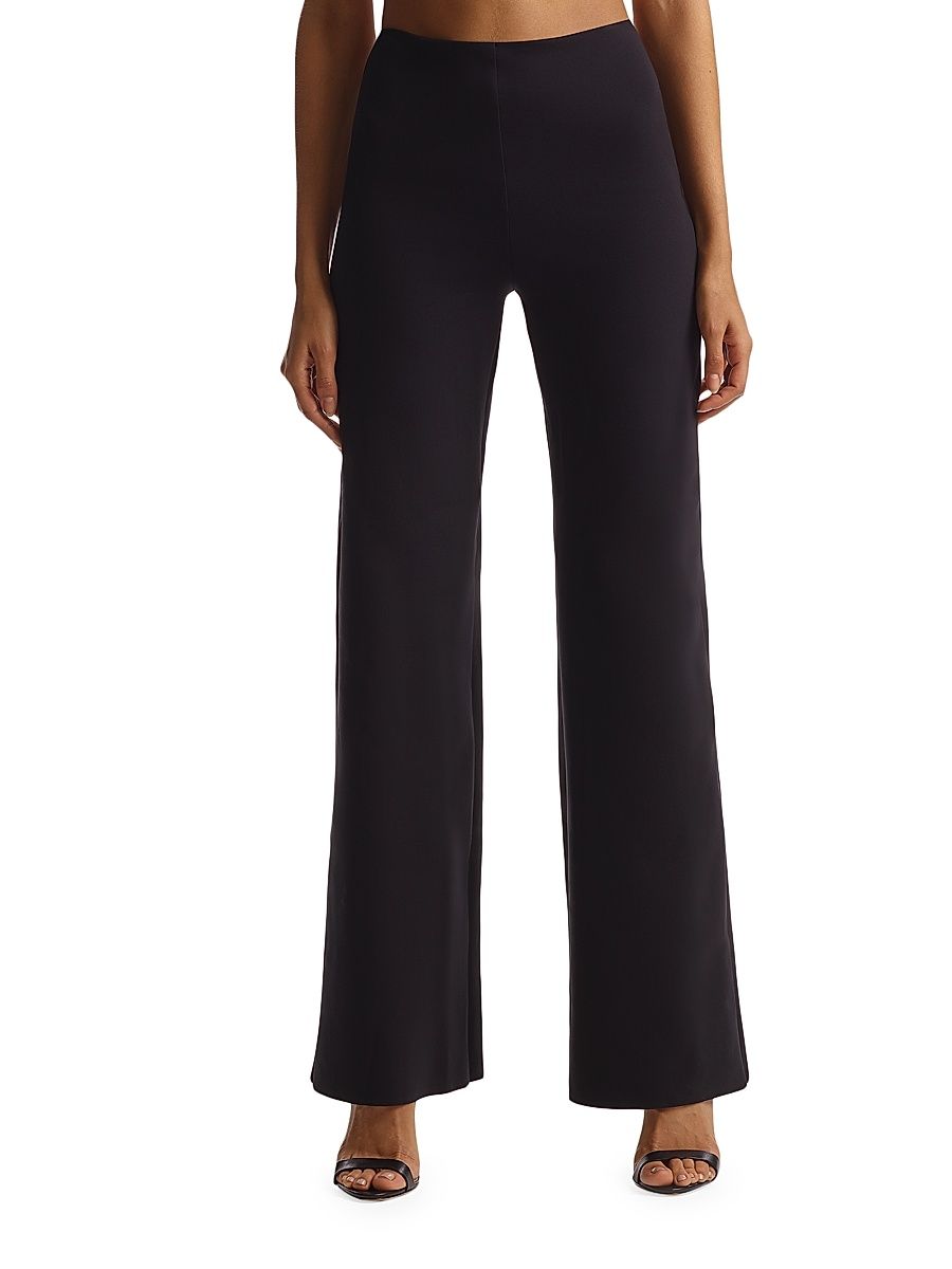 Women's Neoprene Wide-Leg Pants - Black - Size Large