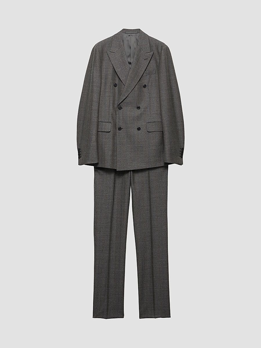 Men's Double-Breasted Wool Suit - Grey - Size 44