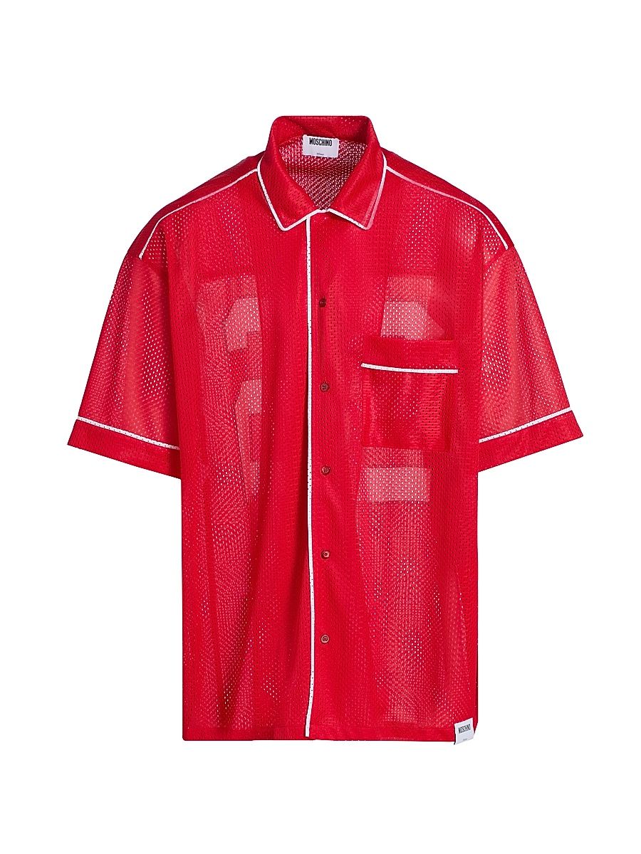 Men's Mesh Camp Shirt - Red - Size XXS