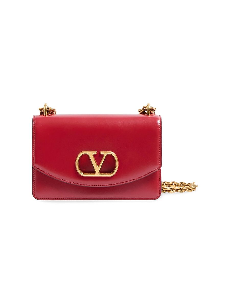 Women's Small Vain Shoulder Bag in Shiny Calfskin - Rosso Valentino
