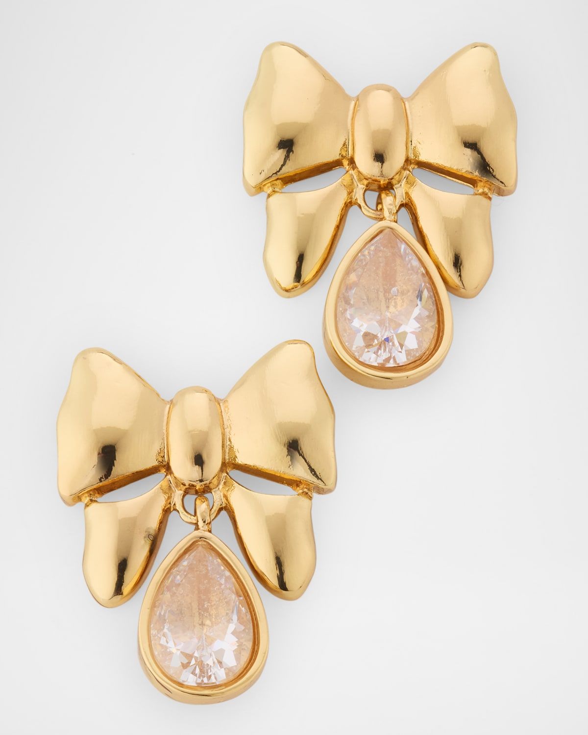 Bow and Cubic Zirconia Drop Earrings