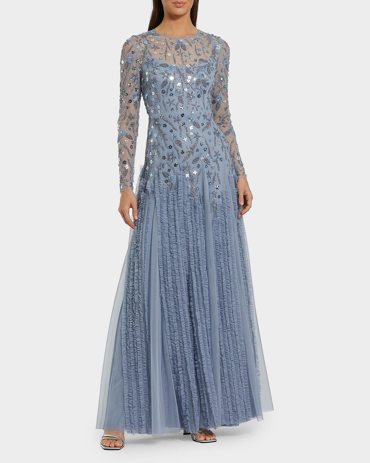 Evening Beaded Mesh Gown