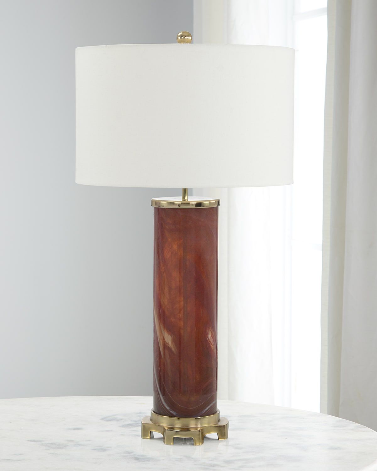 Burnt Sienna Marbled Glass Table Lamp
