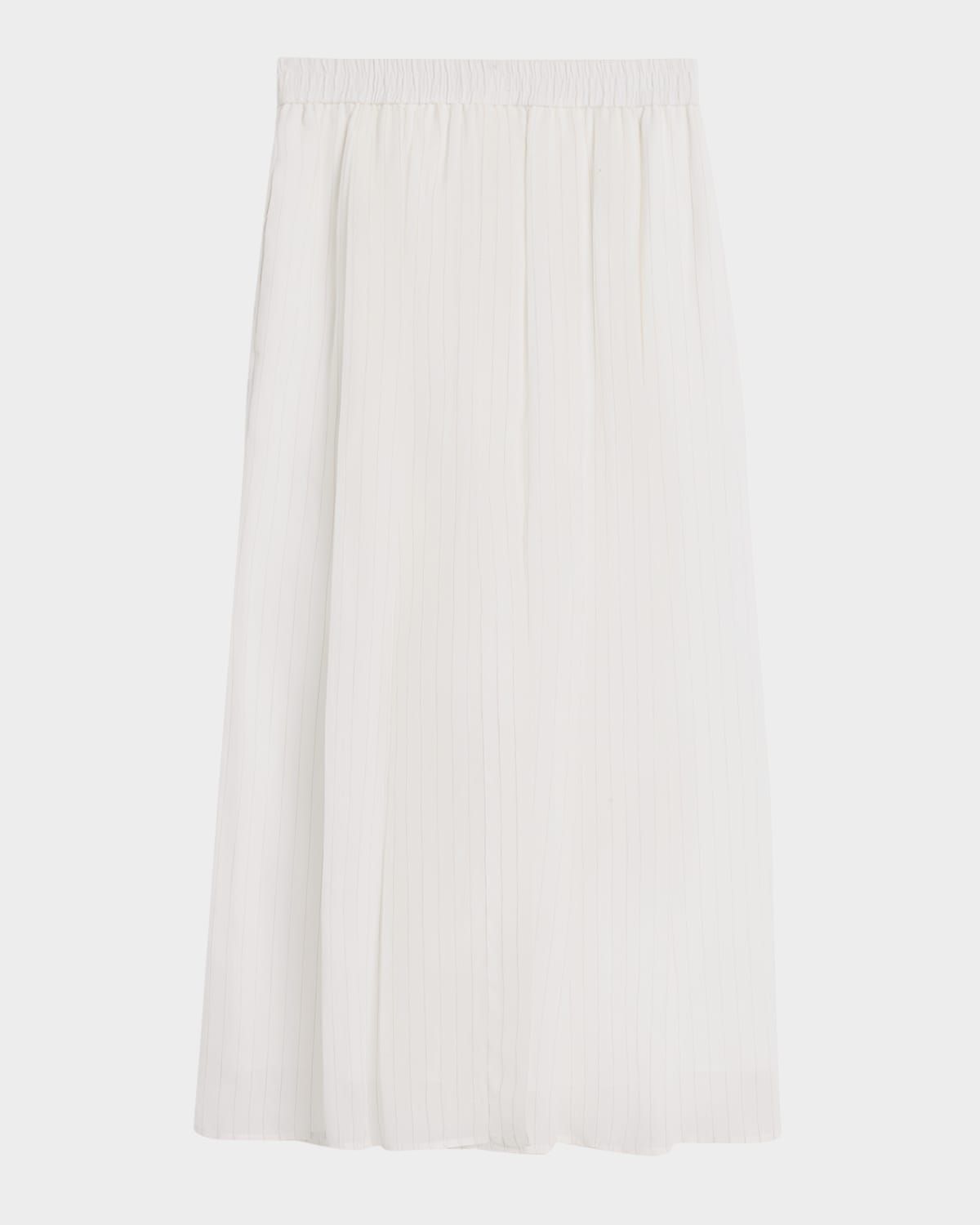 Pinstripe Cotton Gauze Midi Pull-On Skirt