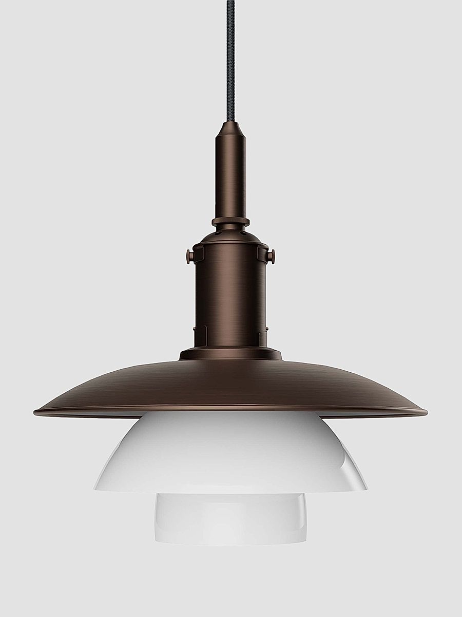 Ph 3/3 Aged Brass & Opal Pendant - Brass Opal Glass