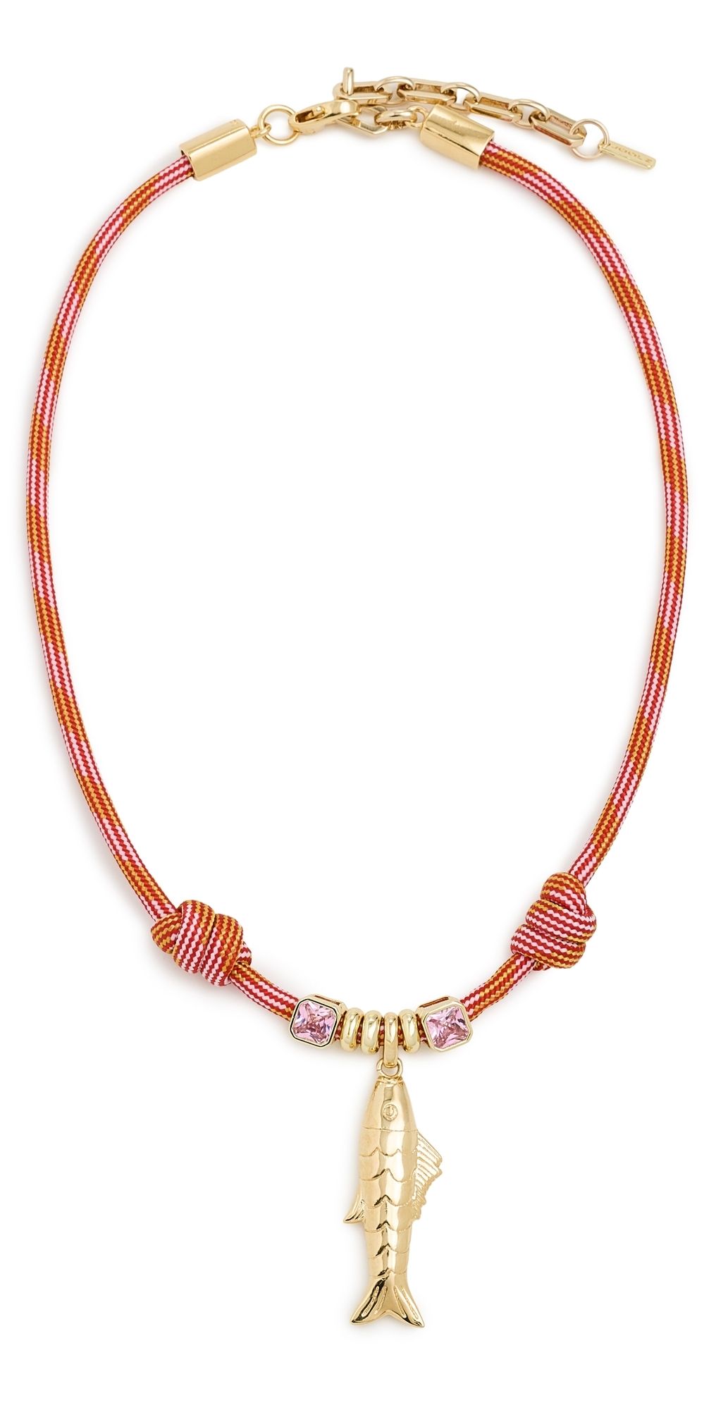 Martha Calvo Largo Fish Necklace Pink/Gold One Size