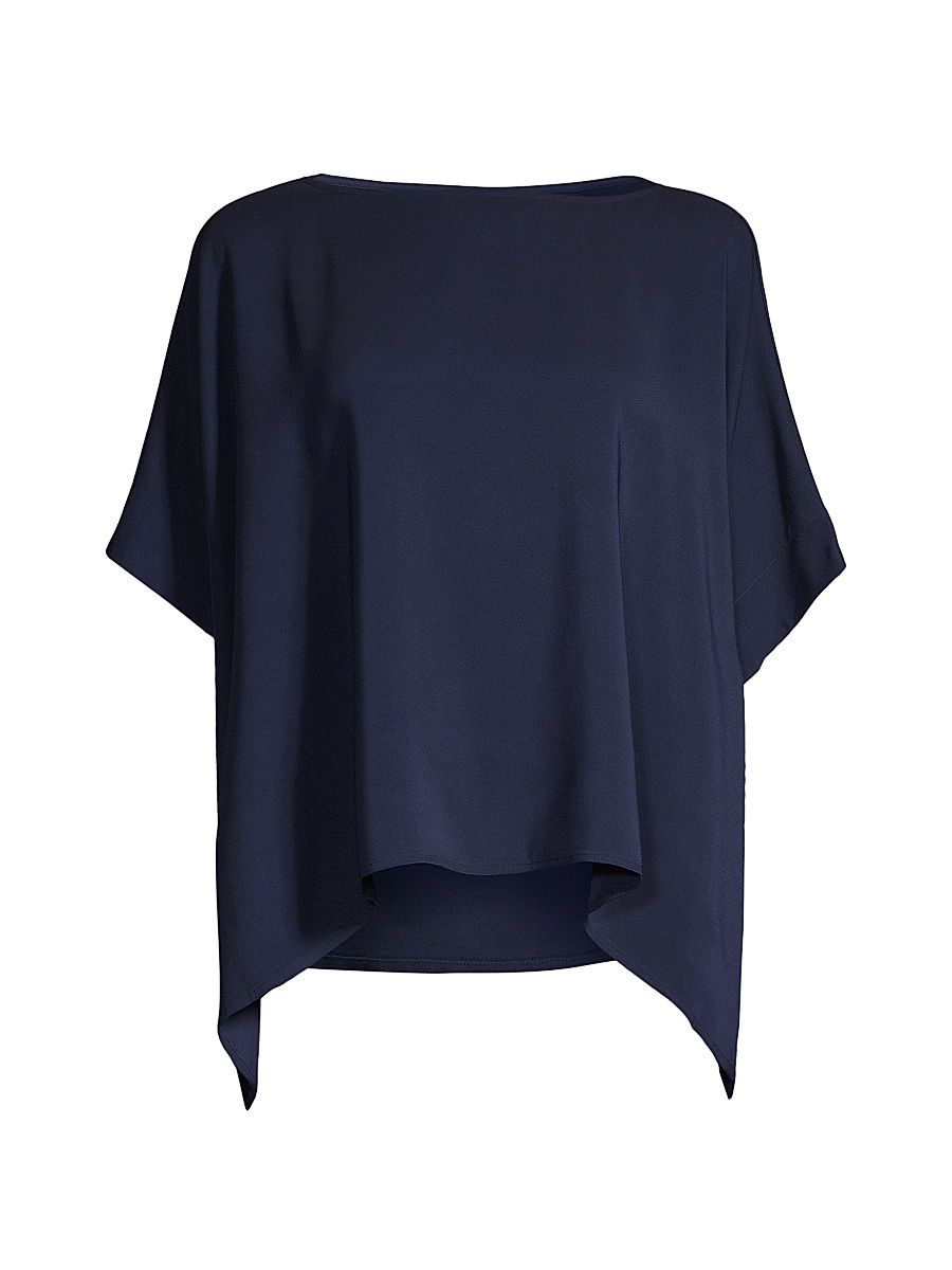 Women's Stretch Crepe Handkerchief Blouse - Midnight - Size Large
