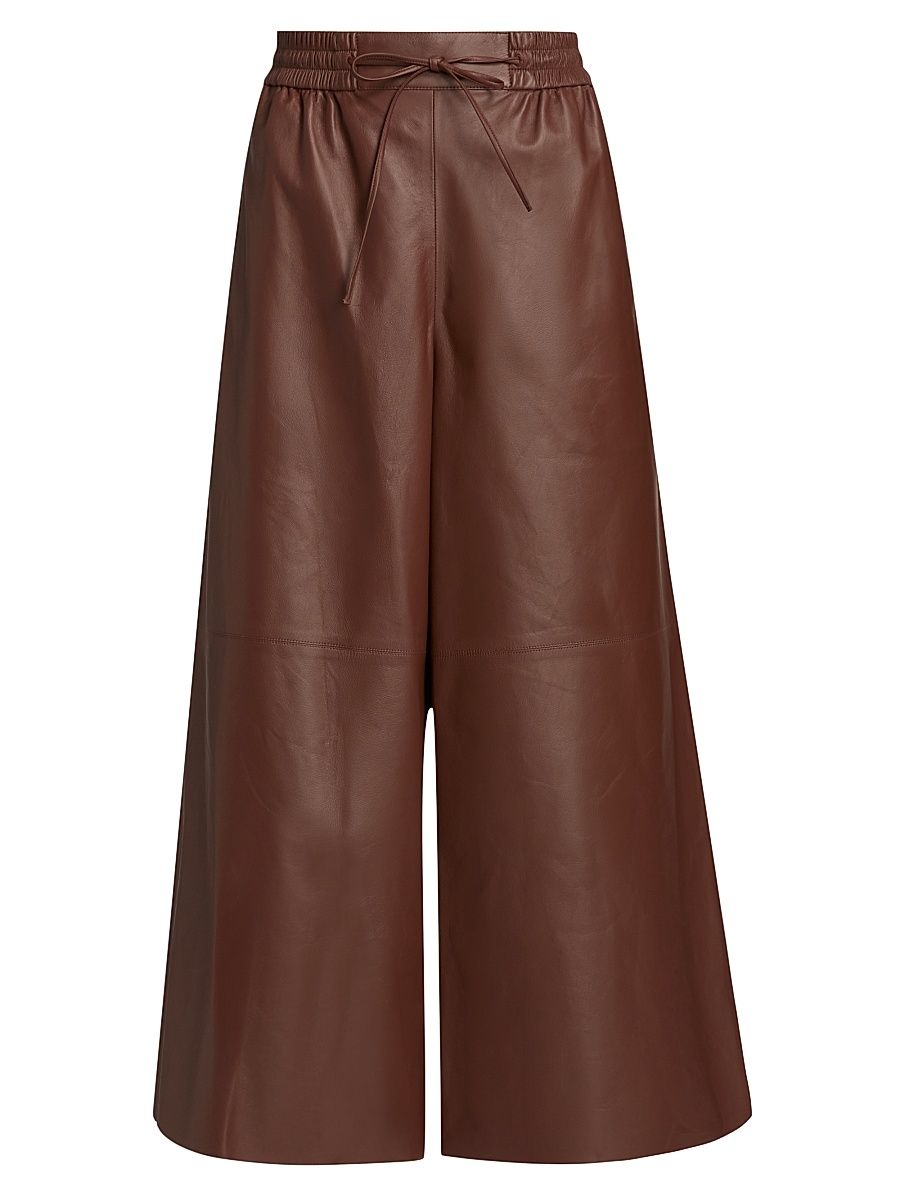 Women's Leather Wide-Leg Culottes - Sumac - Size 12