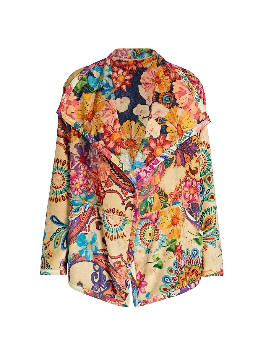 Women's Joan Reversible Floral Faux-Fur Wrap Jacket - Zaria - Size XXL