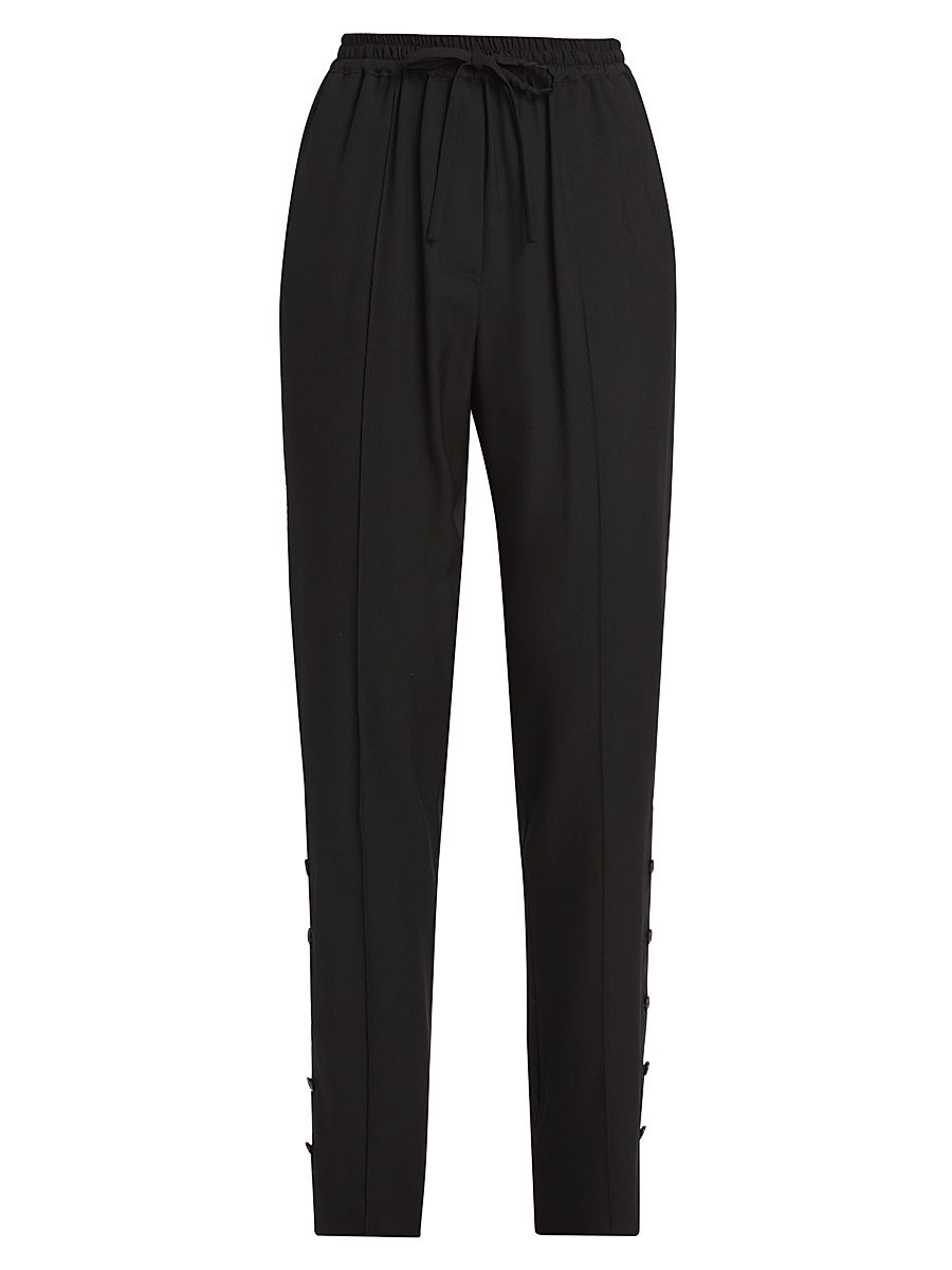 Women's Button-Vent Oversized Pants - Black - Size Medium
