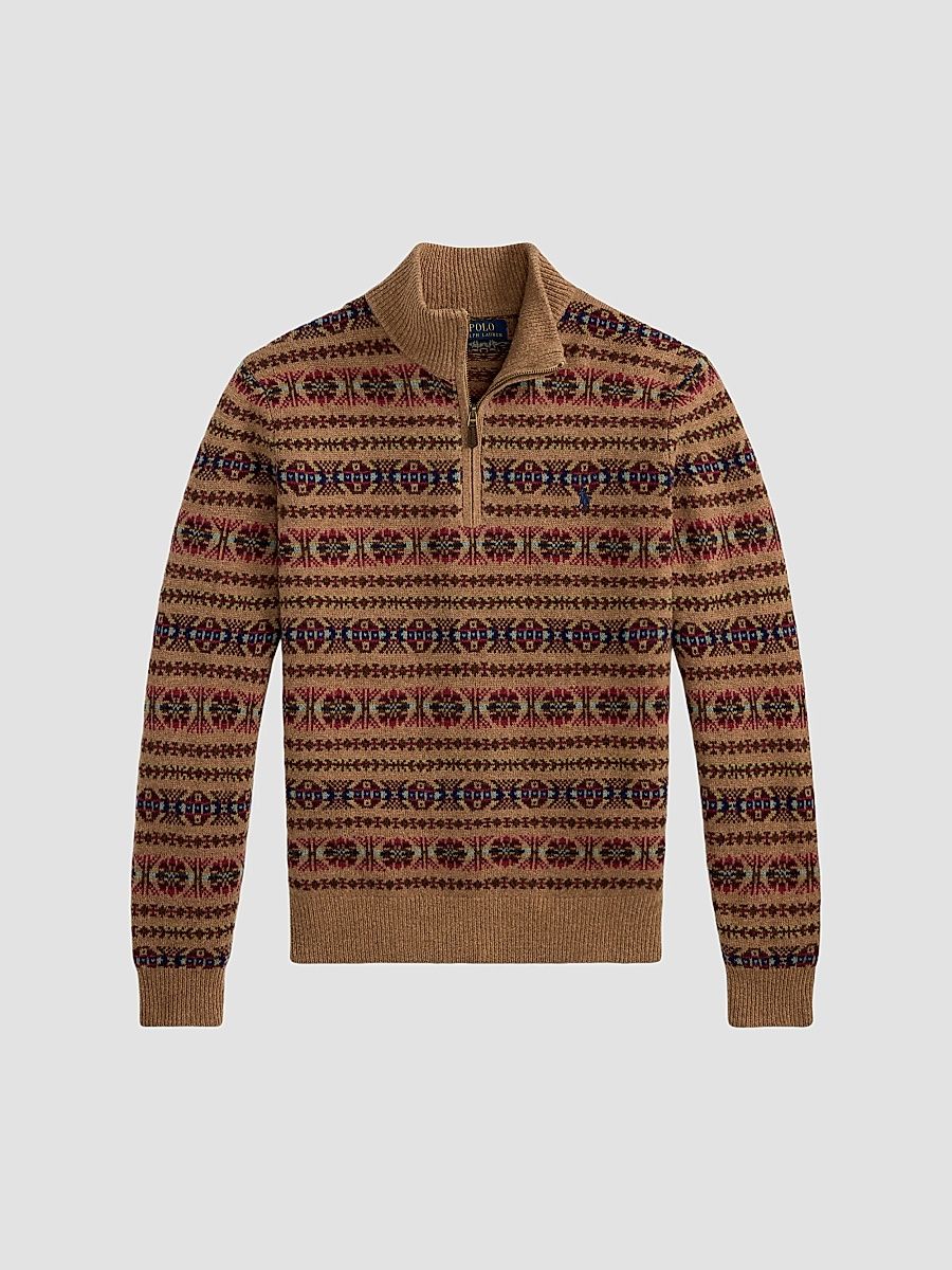 Polo Ralph Lauren Men's Fair Isle-Style Wool Quarter-Zip Sweater - Multi Combo - Size XXL
