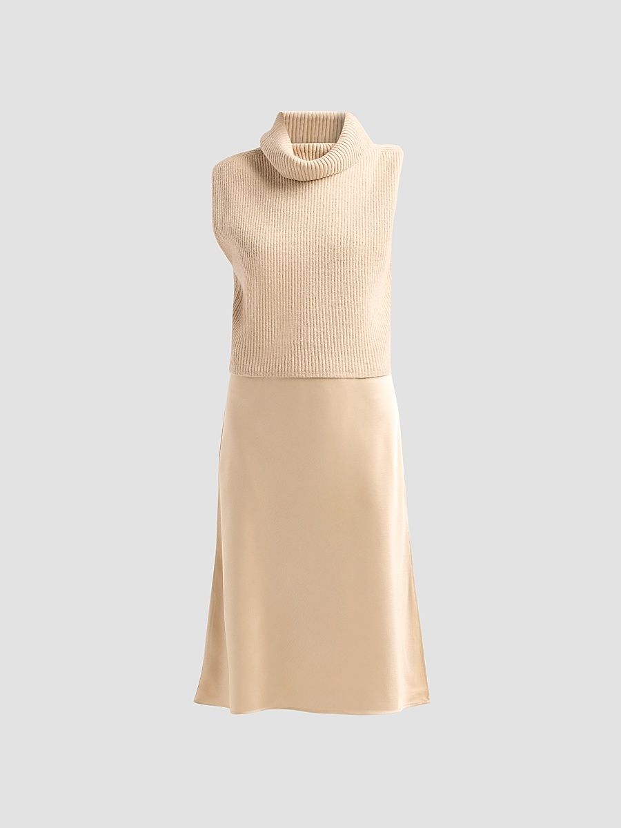Women's Jin Wool Sweater & Satin Midi Dress - Russet - Size Medium