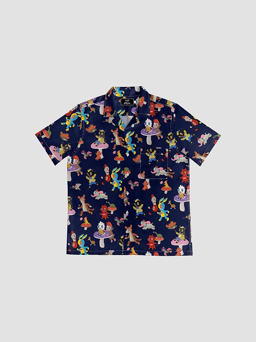 Arrels Barcelona Men's Printed Regular-Fit Camp Shirt - Blue - Size Medium
