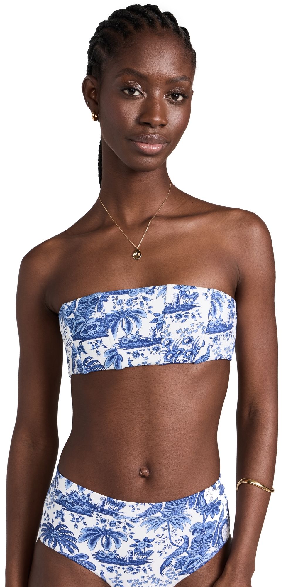 STAUD Mala Bikini Top Blue Toile M