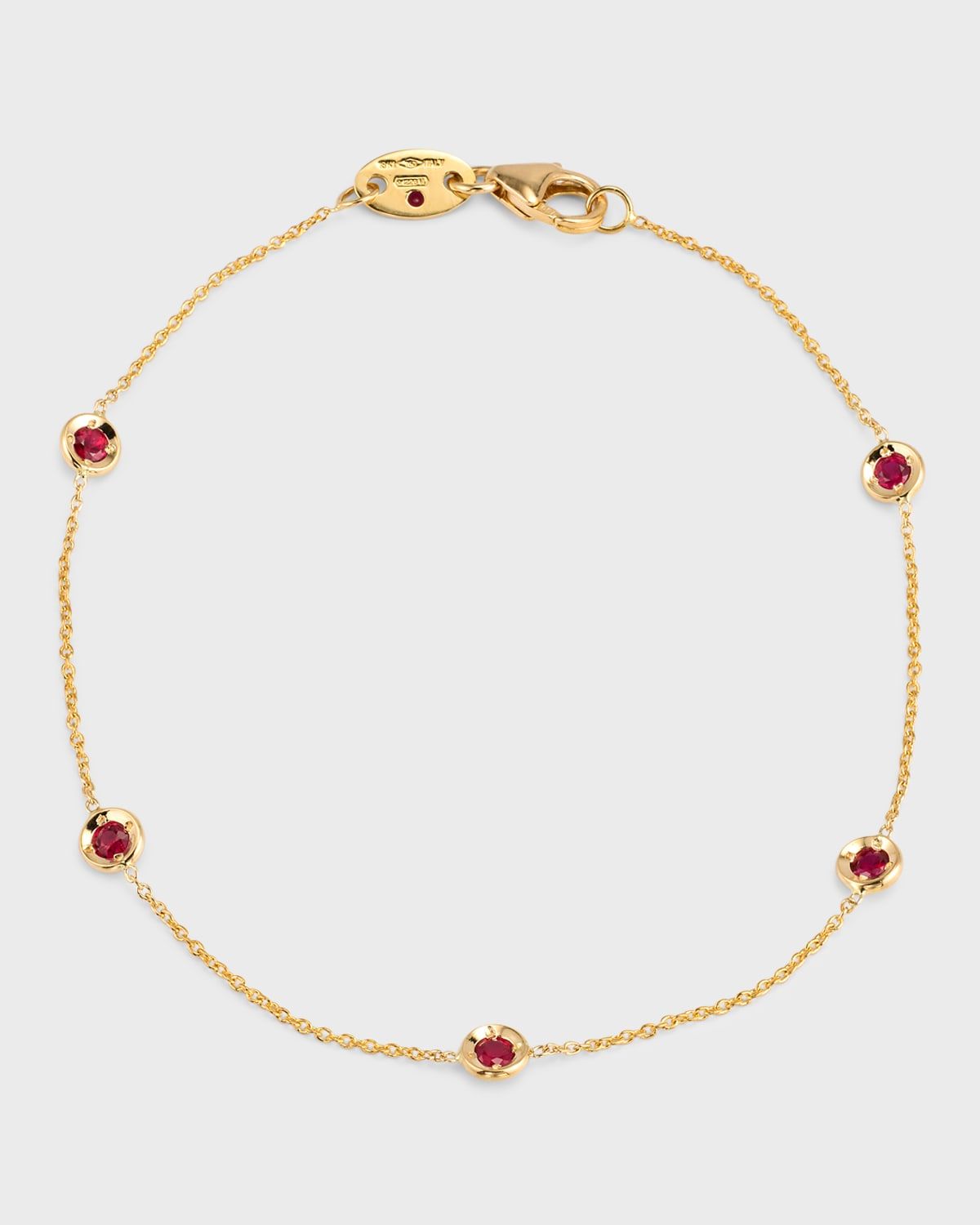 18K Gold Ruby Station Bracelet