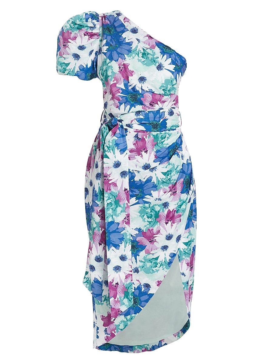 Women's Cove Floral Linen Midi-Dress - Size Large