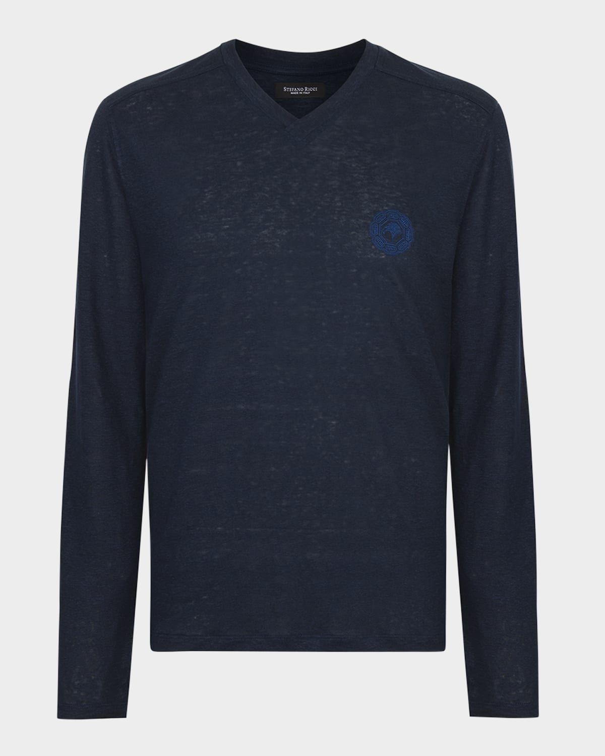Men & apos;s Linen Long-Sleeve Logo T-Shirt