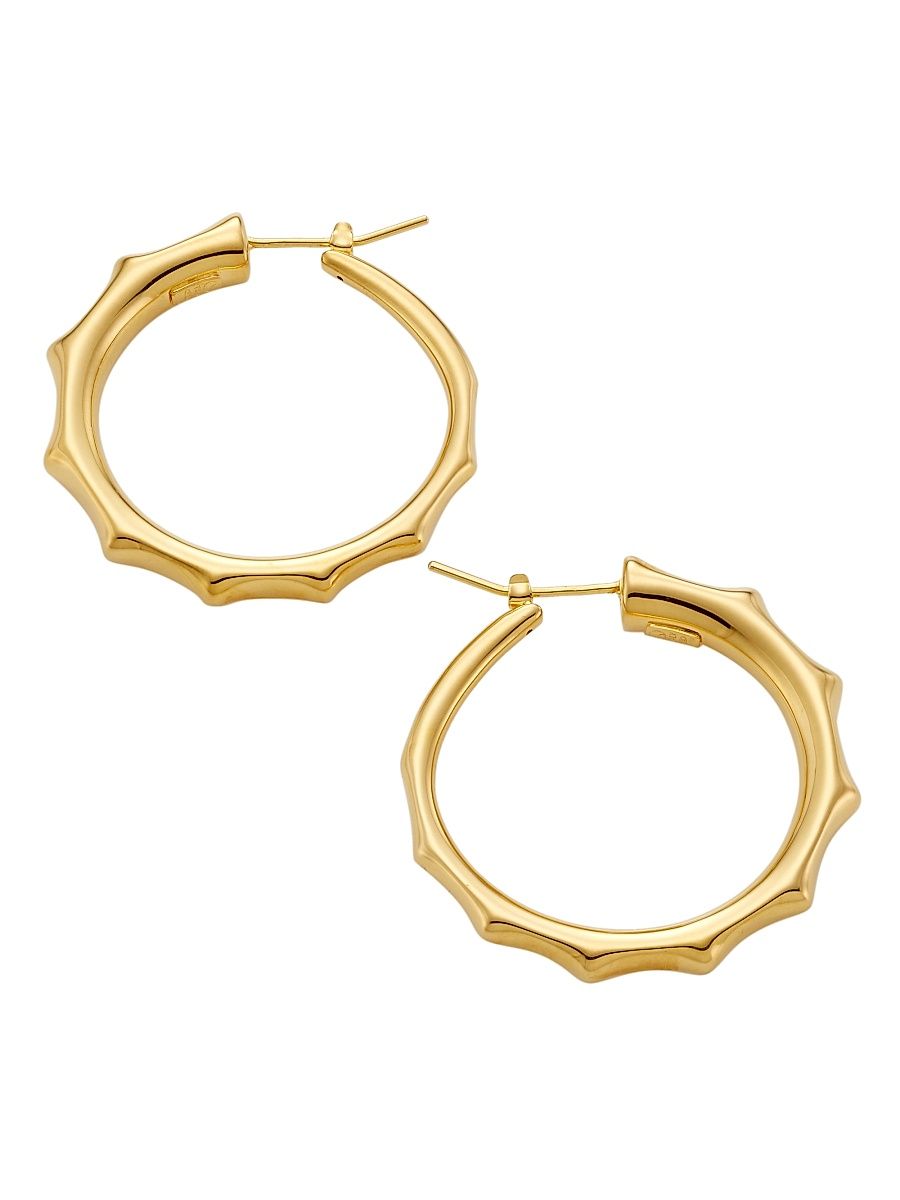 Women's Large 14K Gold Cape Hoop Earrings - Yellow