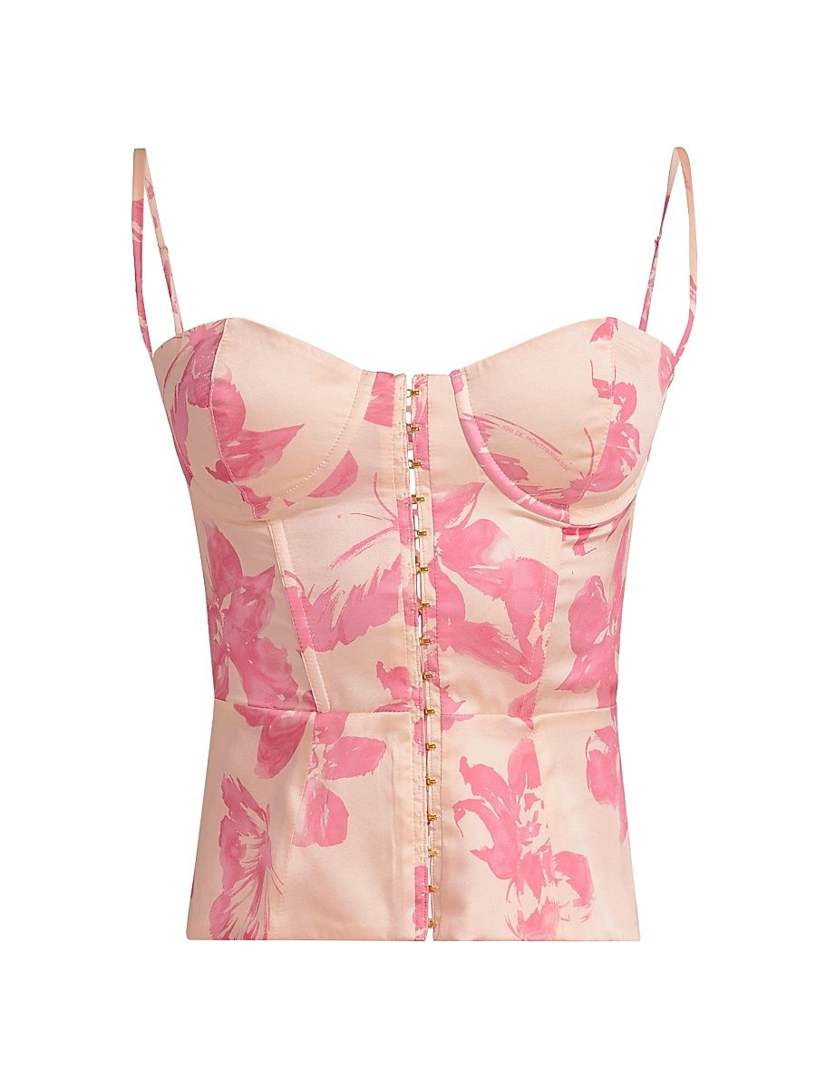 Women's Toile Silk Corset - Rose Sucre - Size Medium