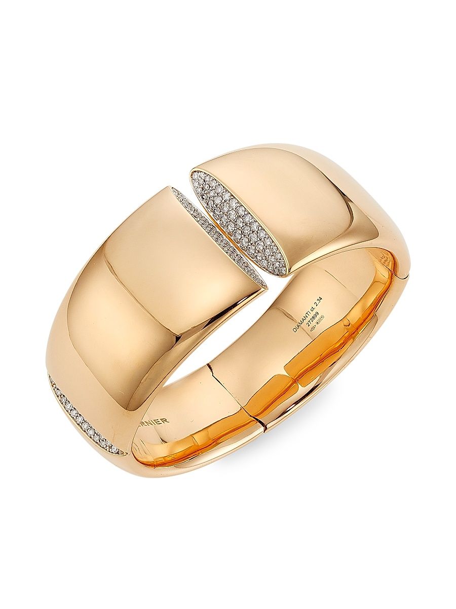 Women's Eclisse 18K Rose Gold & Diamond Pavé Medio Bracelet - Pink - Size Medium