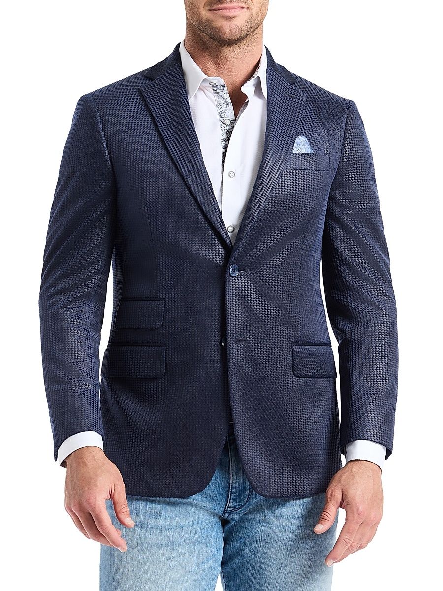 Men's Colden Houndstooth Sportcoat - Navy - Size 46