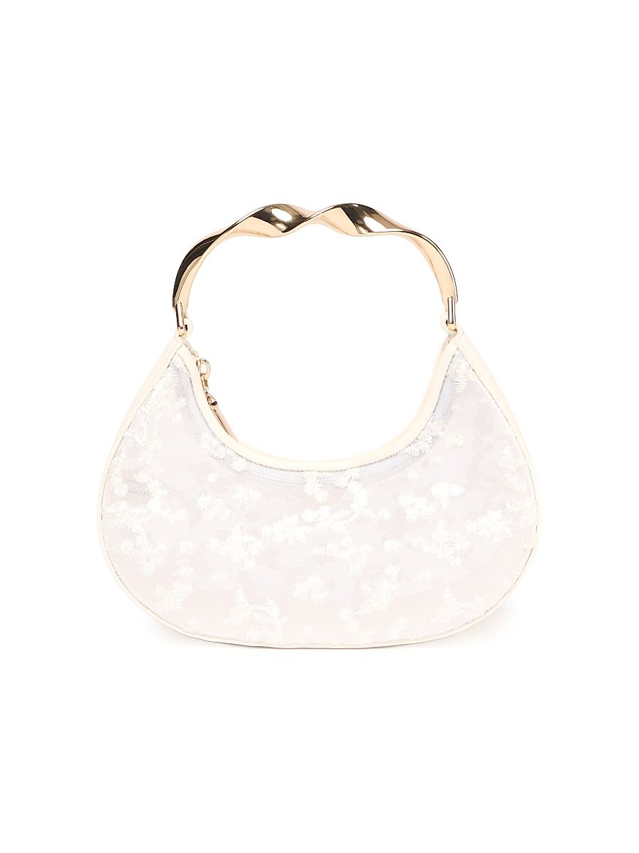 Women's Nixi Floral-Embroidered Mesh Twist Handle Bag - Ivory