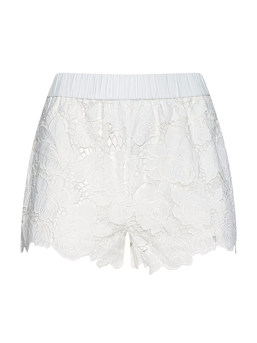 Women's Laina Eyelet Cotton Shorts - Ivory - Size Large