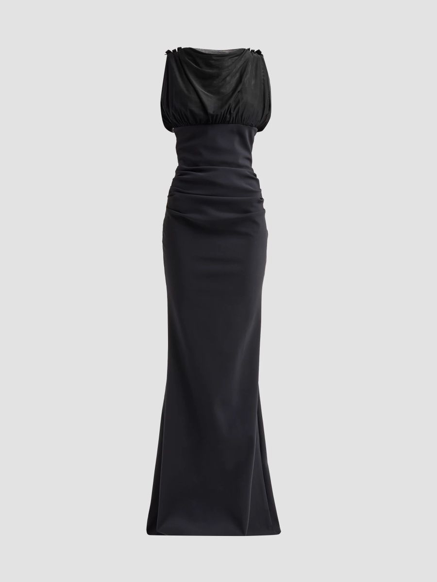 Chiara Boni La Petite Robe Women's Bylina Draped Mermaid Gown - Black - Size 12