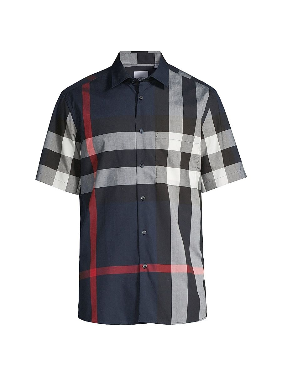 Men's Summerton Check Button-Front Shirt - Navy Check - Size XXL