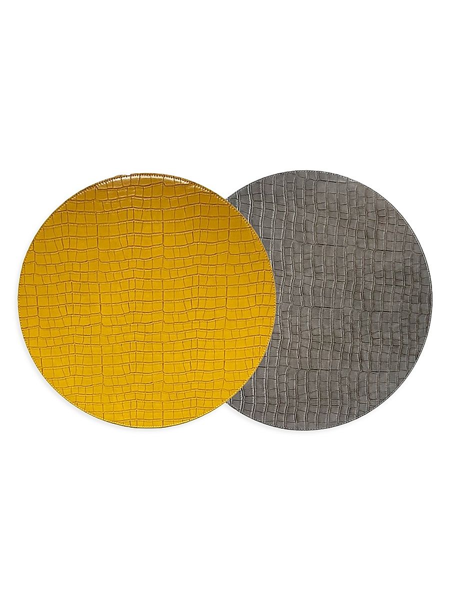 Croco Reversible Placemats - Set of 4 - Yellow Grey