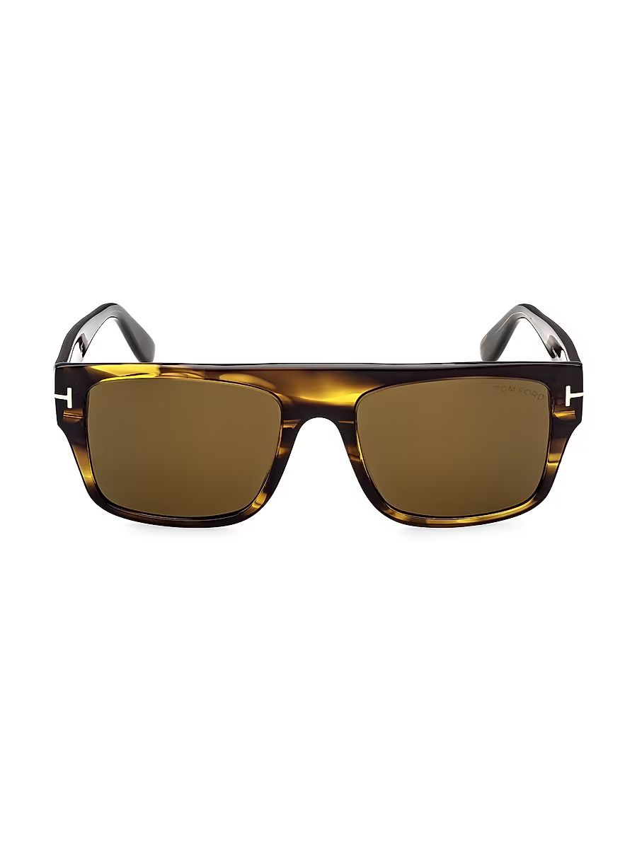 Men's Dunning-02 55MM Rectangular Sunglasses - Shiny Brown Multi