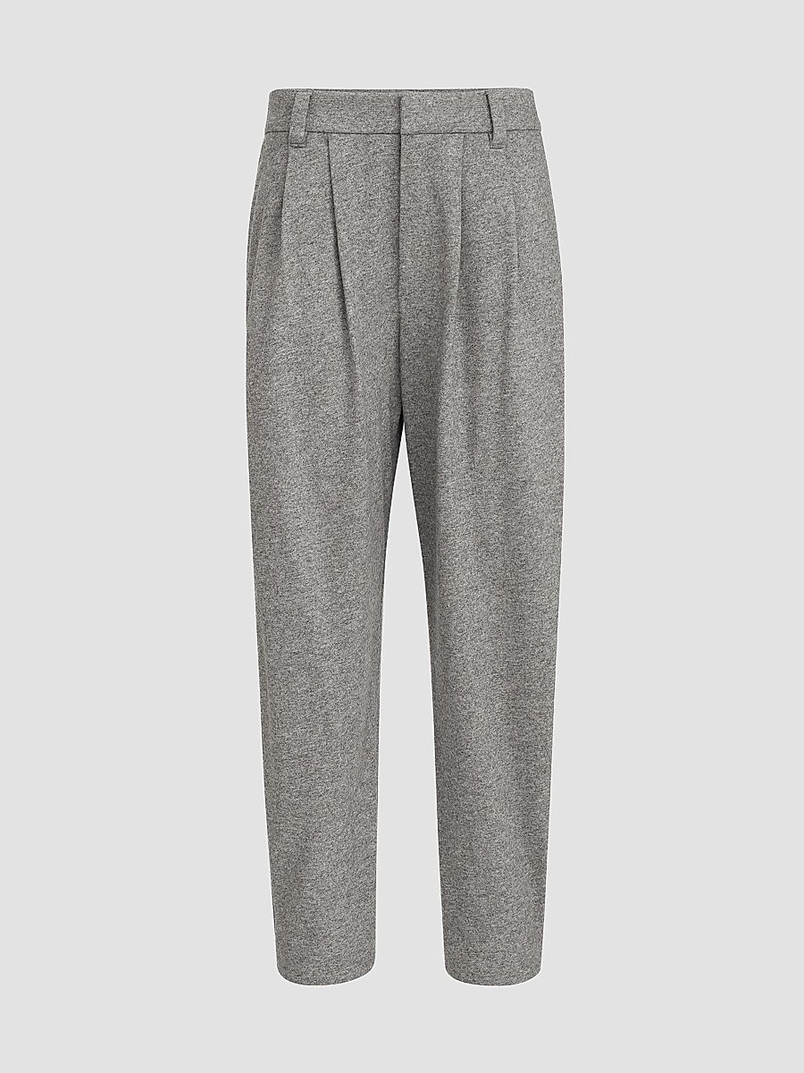 Women's Cashmere Jersey Tailored Trousers - Grey - Size 16