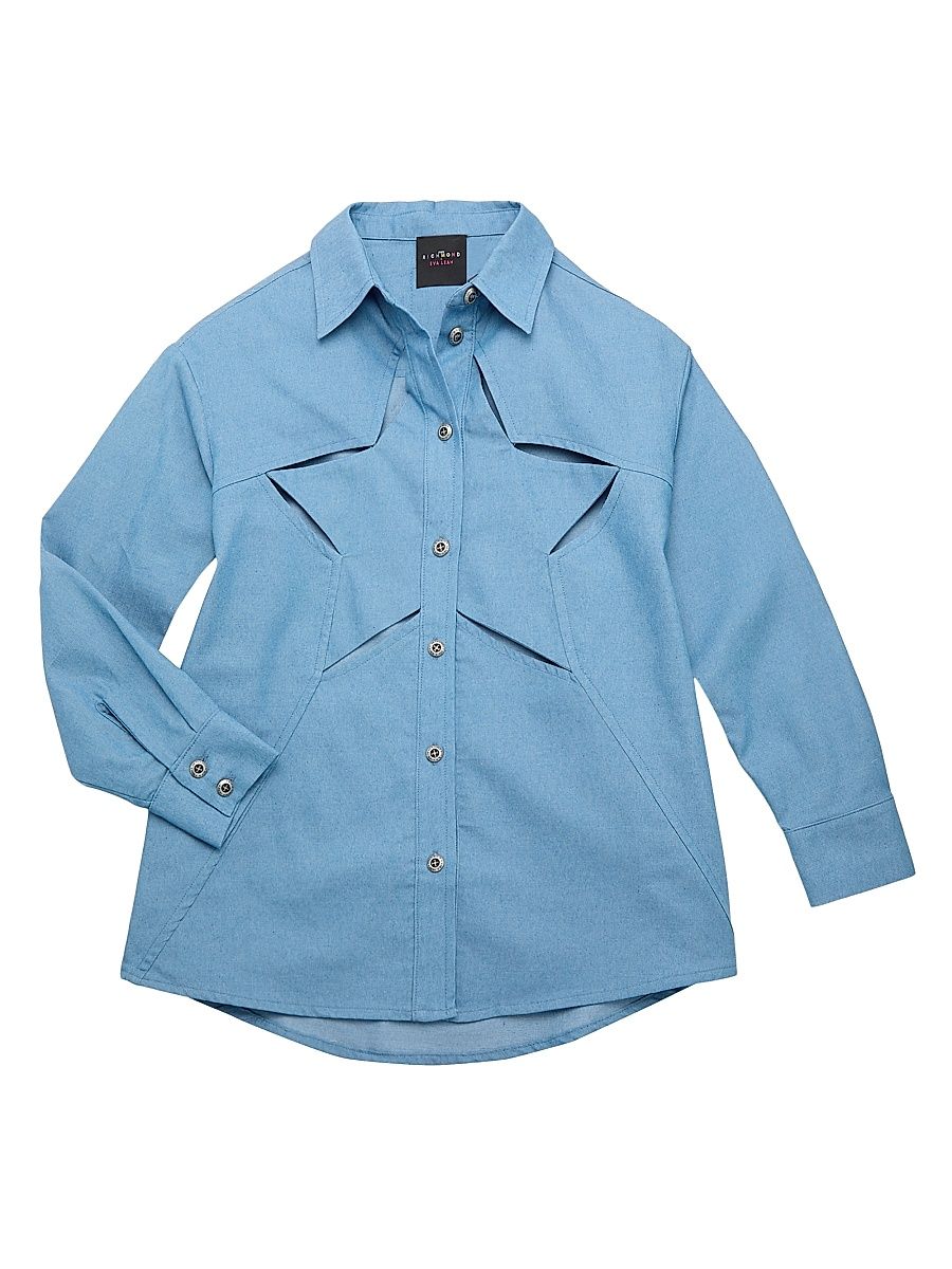 Little Girl's & Girl's Star Chambray Shirt - Blue - Size 10