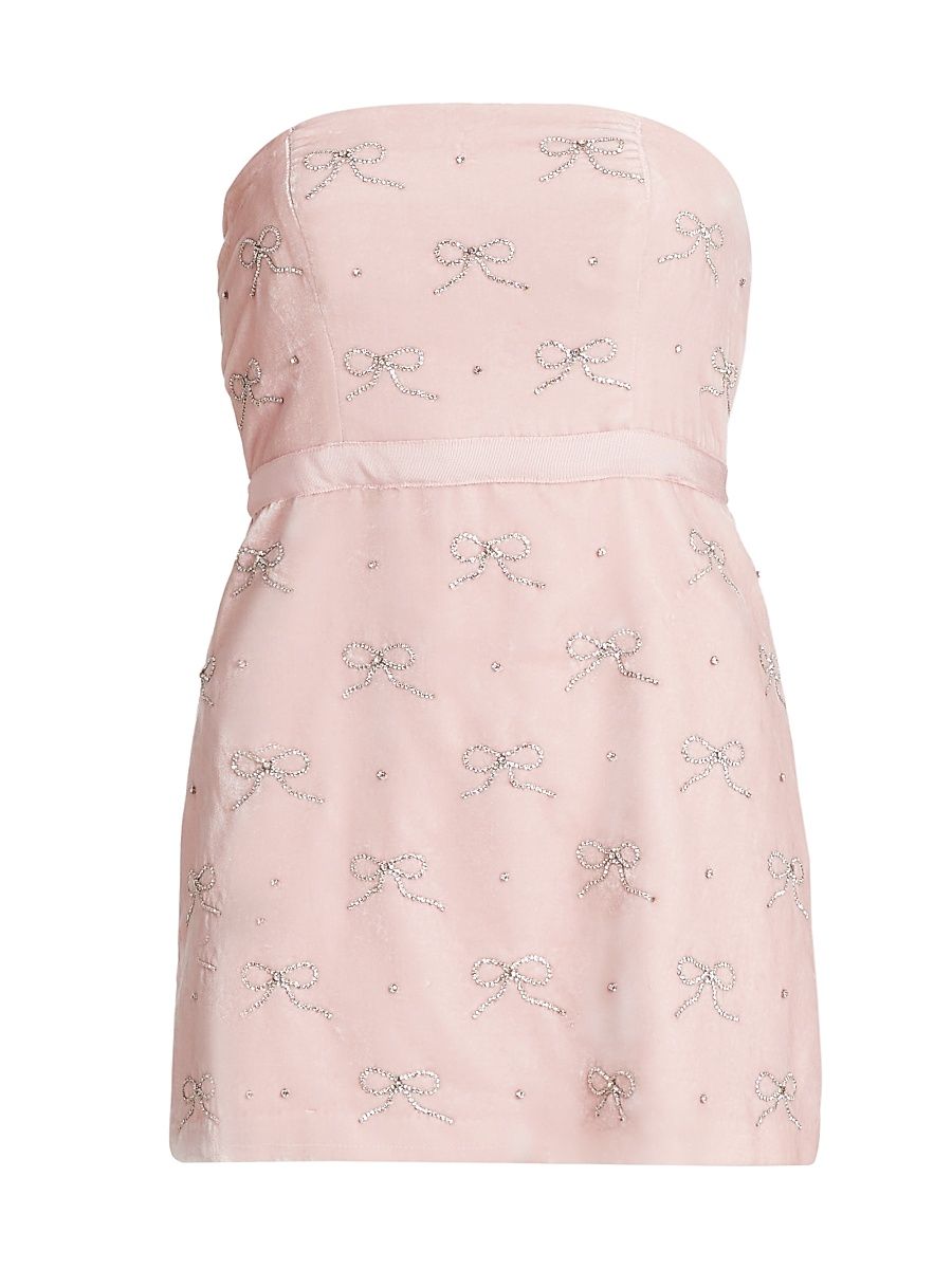 Women's Rhinestone Velvet Rinwell Mini Dress - Ballet Pink - Size 2