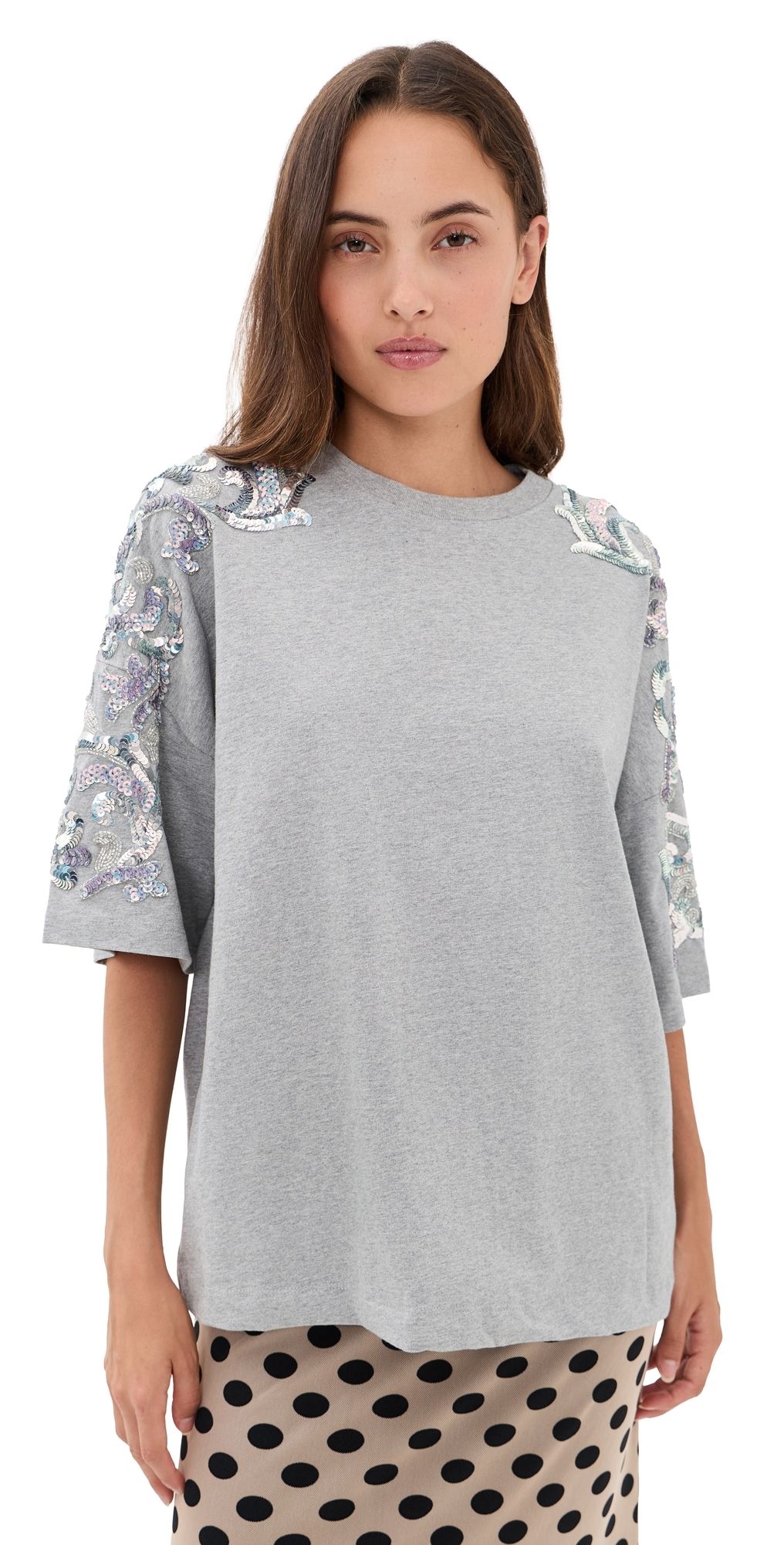 ESSENTIEL ANTWERP Jangoo Embroidered T-Shirt Silver Lining 2