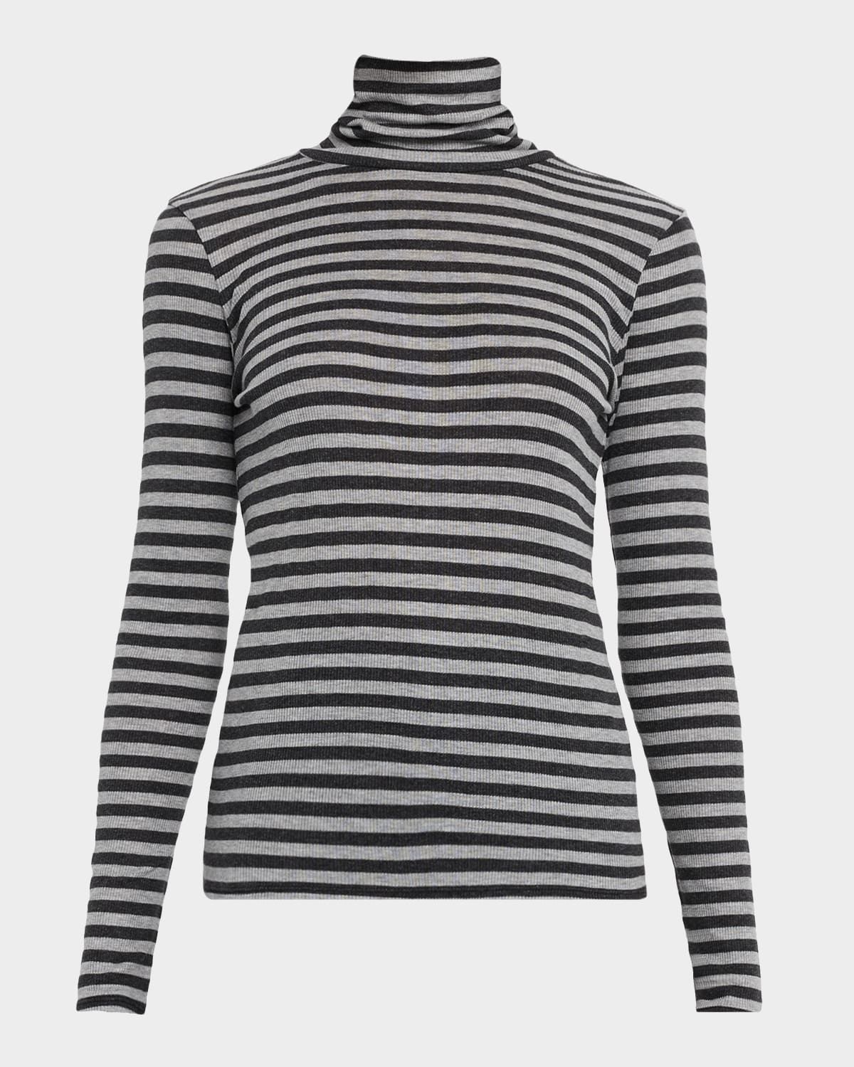 Striped Rib Knit Turtleneck