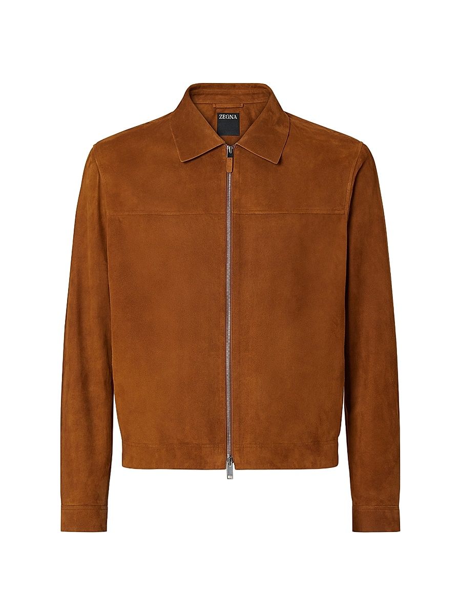 Men's Suede Blouson Jacket - Dark Foliage - Size 44