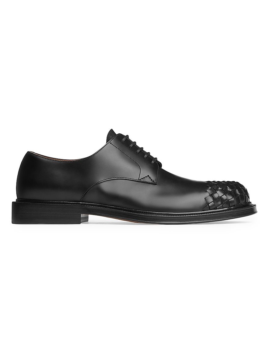 Men's James Intrecciato-Toe Leather Shoes - Black - Size 10