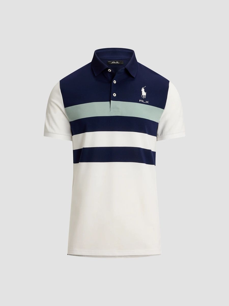 RLX Ralph Lauren Men's Tailored-Fit Performance Polo Shirt - Refined Navy Multi - Size Large