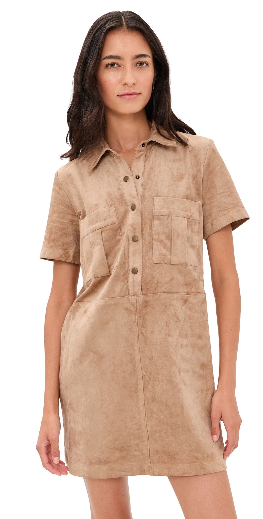 Z Supply Leone Faux Suede Dress Light Sand M